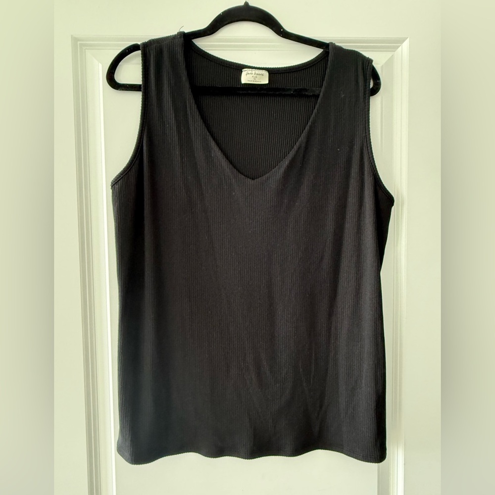 Free Kisses Black Ribbed Tank Top